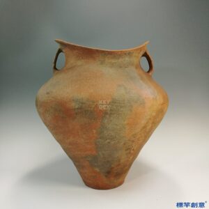 AA008 寺洼文化紅陶馬鞍口雙耳大陶罐