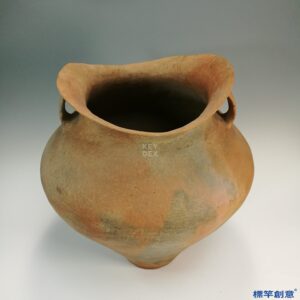 AA008 寺洼文化紅陶馬鞍口雙耳大陶罐