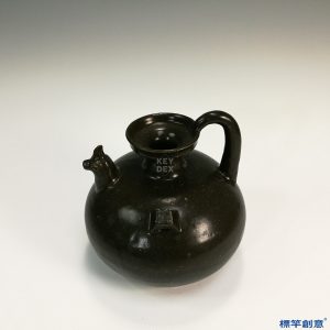 EB018 晉代德清窯黑釉瓷盤口雙繫雞首壺