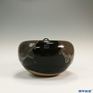 JJ019 日本昭和時期黑釉灰斑仿唐代魯山窯佛教食具歛口缽