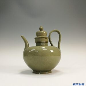 FC003 五代越窯青瓷劃蓮瓣紋寶塔蓋執壺