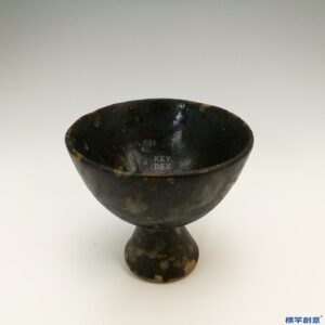 GA009 宋代吉州窯黑釉玳瑁斑高足酒杯