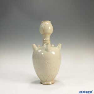 GA011 宋代定窯白釉刻蓮花紋多管瓶