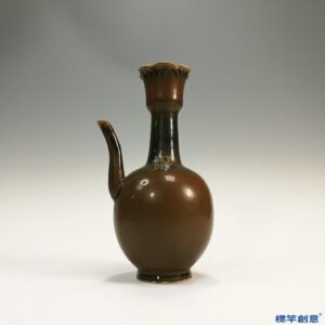 GB006 北宋定窯系醬釉佛教花口閼伽壺供水壺