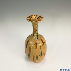 GD005 遼代缸瓦窯黃釉地三彩長頸瓶