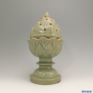 HA005 元代龍泉窯青瓷塑蓮瓣博山形薰香爐