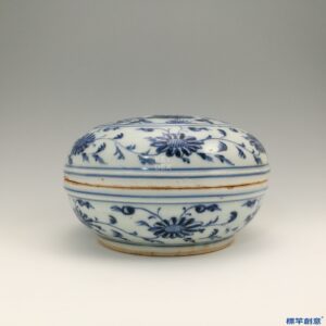 HB148 疑 明代景德鎮窯青花瓷蓮塘鴛鴦紋首飾盒