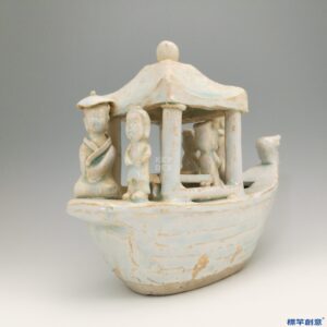 HB006 明代湖田窯青白瓷塑人物陪葬船舟