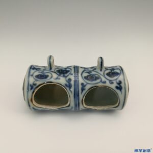 HB010 明宣德景德鎮窯青花塑竹節形雙槽鳥食罐