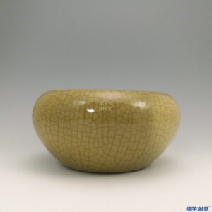 IA004 清代哥窯系黃釉冰裂紋文房缽形筆洗