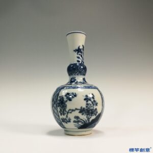 IA011 清代景德鎮窯青花繪花卉紋凸環佛教淨水瓶