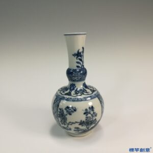 IA011 清代景德鎮窯青花繪花卉紋凸環佛教淨水瓶