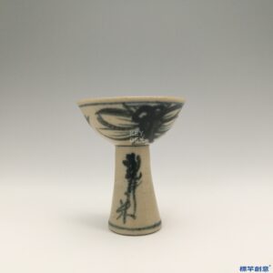 JJ003 日本江戶時期青花繪花卉紋迷你高足杯