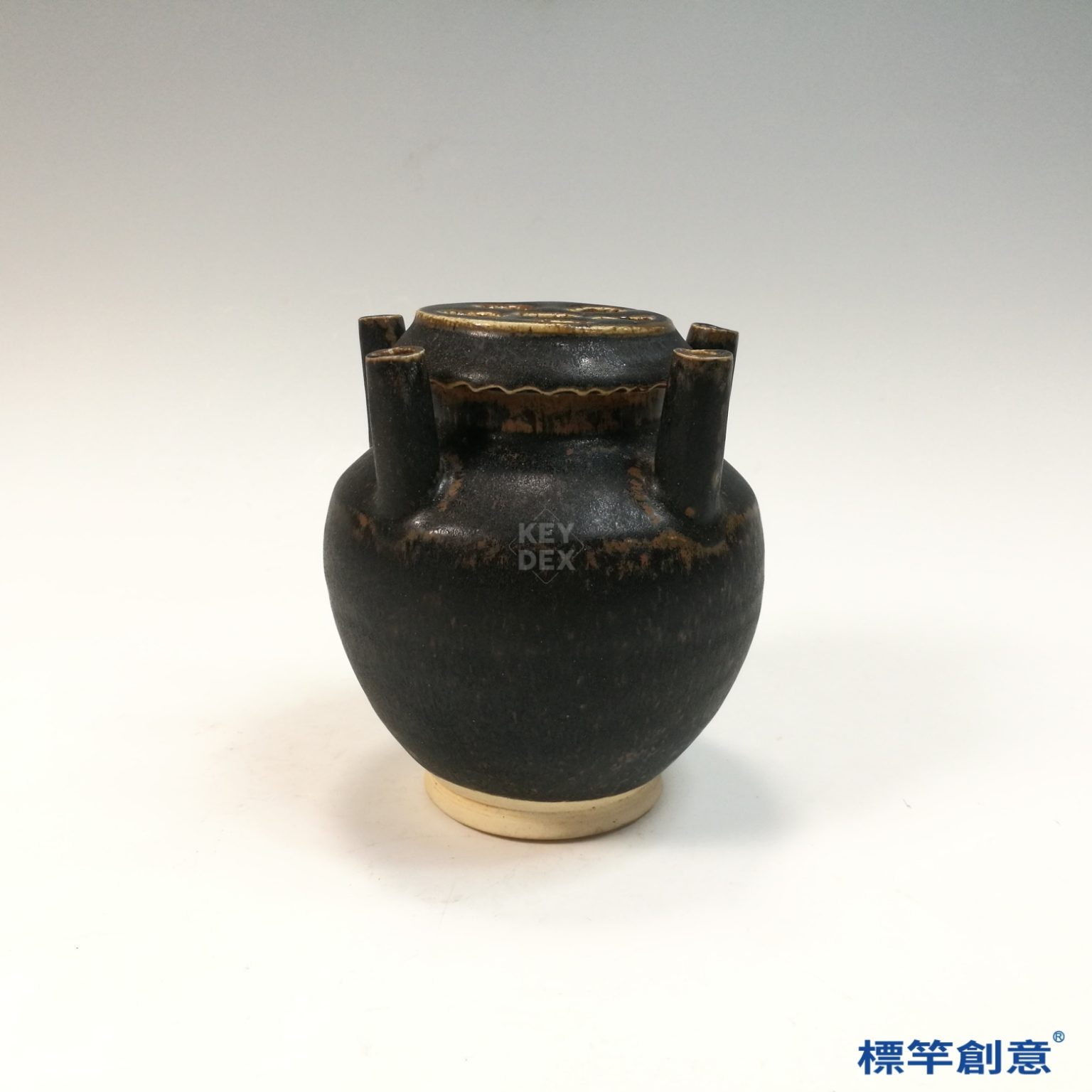 GC011 南宋吉州窯黑釉瓷插花五孔瓶 - 標竿創意陶瓷公益美術館