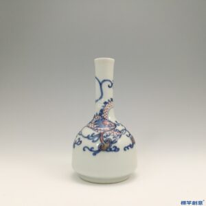 IA020 清嘉慶景德鎮窯青花釉裡紅龍銜靈芝紋搖鈴尊