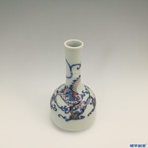 IA020 清嘉慶景德鎮窯青花釉裡紅龍銜靈芝紋搖鈴尊