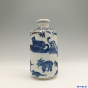 IA021 清代景德鎮窯青花釉裡紅繪百獸紋藥水罐