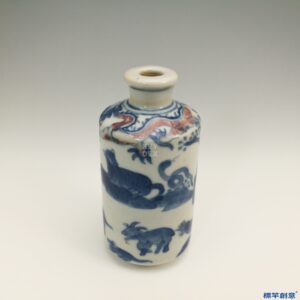 IA021 清代景德鎮窯青花釉裡紅繪百獸紋藥水罐