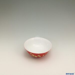 KK008 20世紀末曉芳窯紅釉彩繪梅花杯