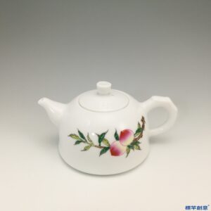 KK010 20世紀末曉芳窯彩繪福壽仙桃茶壺