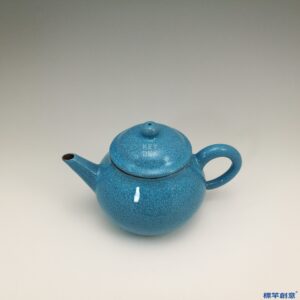 KK013 20世紀末孔雀藍釉紫砂胎茶壺