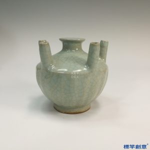 GC015 南宋龍泉窯青釉瓷刻蓮瓣紋五管瓶