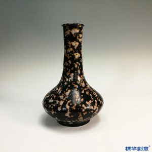 GC023 南宋吉州窯黑釉瓷玳瑁紋長頸瓶