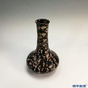 GC023 南宋吉州窯黑釉瓷玳瑁紋長頸瓶