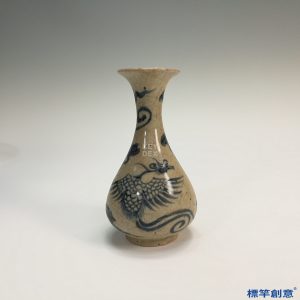 HA056 元代玉溪窯青花瓷繪鳳紋玉壺春瓶