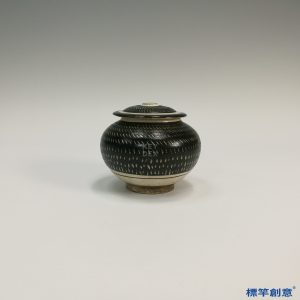 GB045 宋代磁州窯黑釉刻花茶葉蓋罐