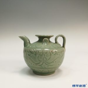 HA063 元代龍泉窯青釉瓷剔花茶壺