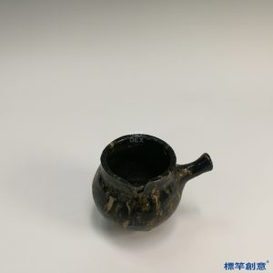 GC118 南宋吉州窯黑釉瓷油滴紋煮茶橫把釜