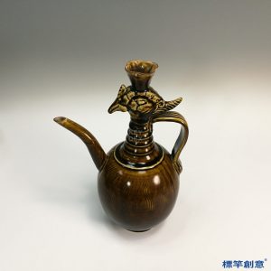 GC106 南宋將樂窯醬釉瓷鳳首壺