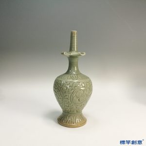 FC025 五代耀州窯青釉瓷刻牡花丹花紋淨瓶供水器