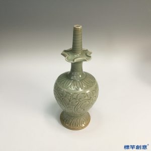 FC025 五代耀州窯青釉瓷刻牡花丹花紋淨瓶供水器