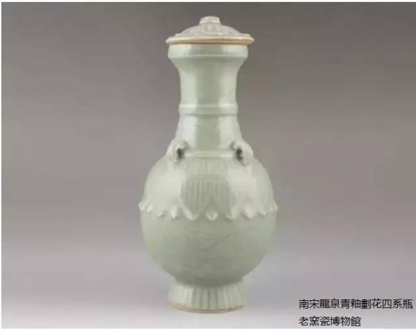 JJ014 日本明治時期豆青瓷佛教淨水蓮花尊：圖片 5