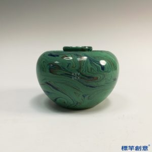 IA052 清代雍正景德鎮窯綠釉仿琉璃孔雀綠文房水盂