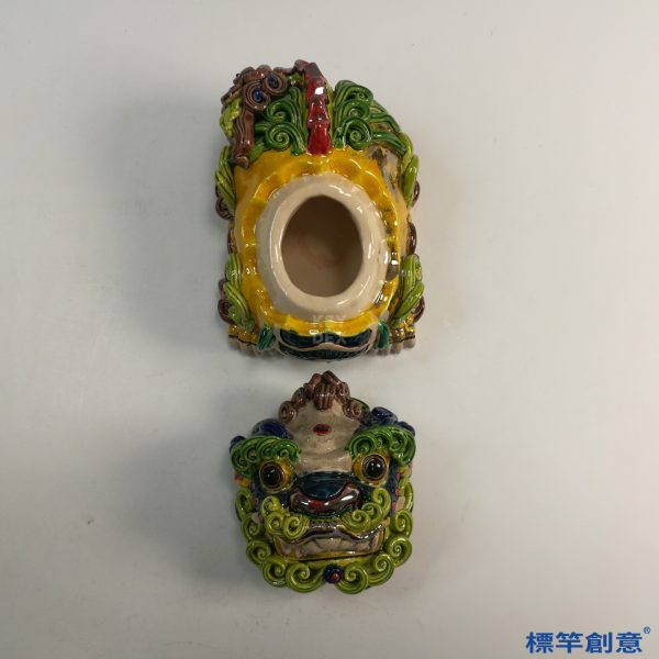 KK022 21世紀板陶窯三彩陶瑞獸薰香爐：圖片 4