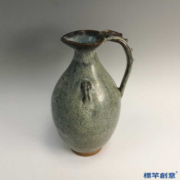 KK041 20世紀中魯山窯天青釉鈞瓷胡瓶執壺：圖片 2