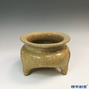 GC191 南宋哥窯米黃釉鬲式香爐