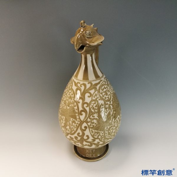 GB176 北宋定窯米白釉彩繪鷹嘴壺：圖片 5