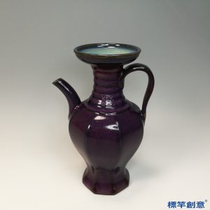 GB179 北宋鈞窯紫紅釉官字款稜形執壺