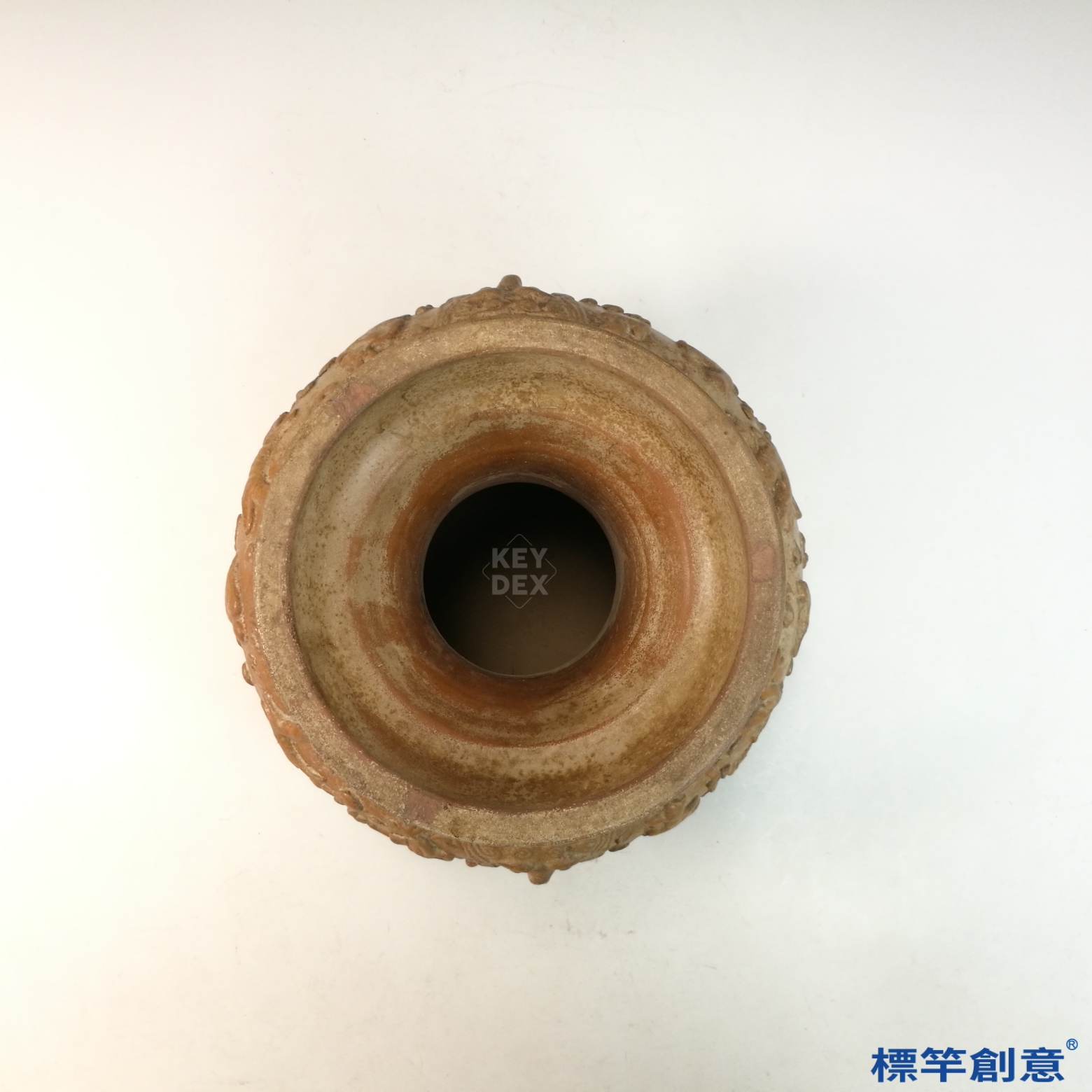 DB047 漢代黃釉陶盤口貼塑走獸紋陶壺:圖片 3