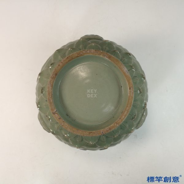 FC073 五代耀州窯淡青瓷塑佛陀蓮瓣紋佛教供水蓋罐：圖片 4