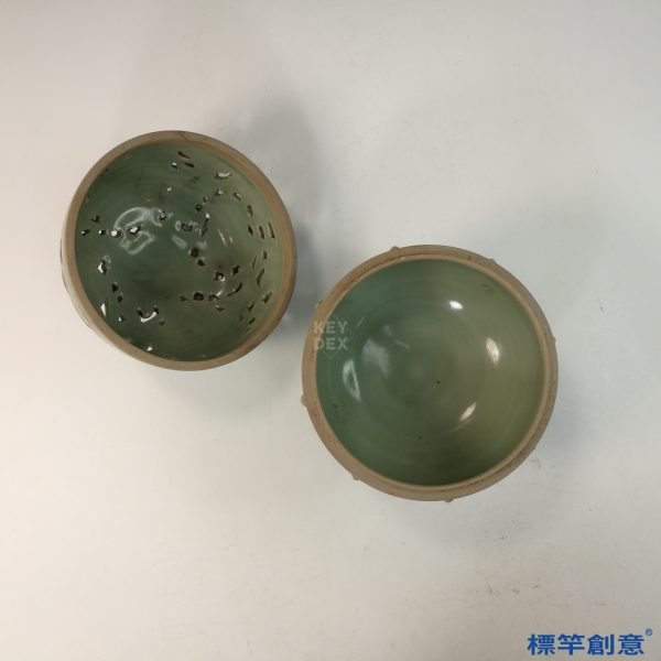 FC074 五代耀州窯淡青瓷刻花卉鏤空薰香爐：圖片 5