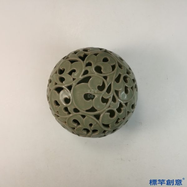 FC077 五代越窯青瓷纏枝紋鏤空香薰爐：圖片 3