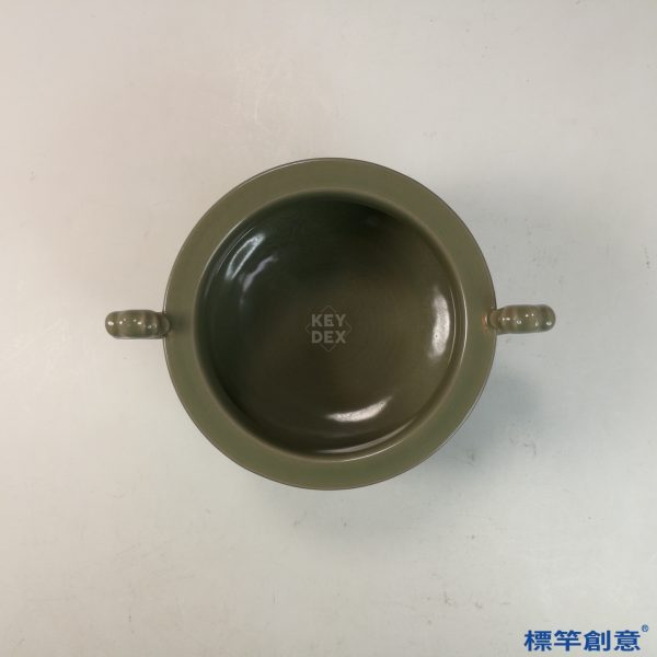 FC079 五代越窯青瓷雙耳刻花鼎式香爐：圖片 3