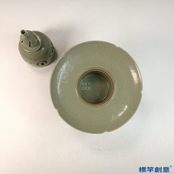 FC080 五代越窯青瓷葫蘆頂鏤空刻花香薰爐：圖片 6