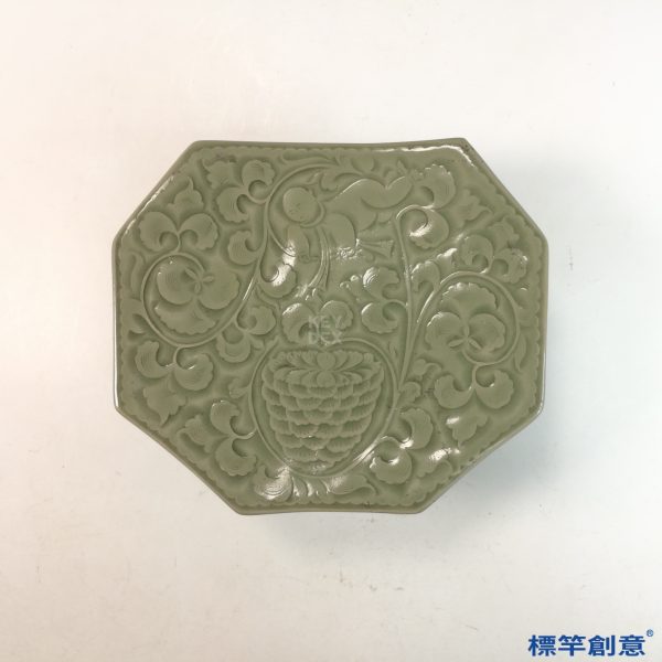 GB183 北宋耀州窯青瓷鏤空刻花瓷枕頭枕：圖片 3