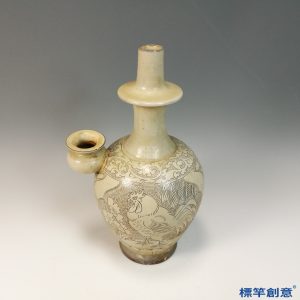 GB184 北宋磁州窯白釉珍珠地刻花淨瓶